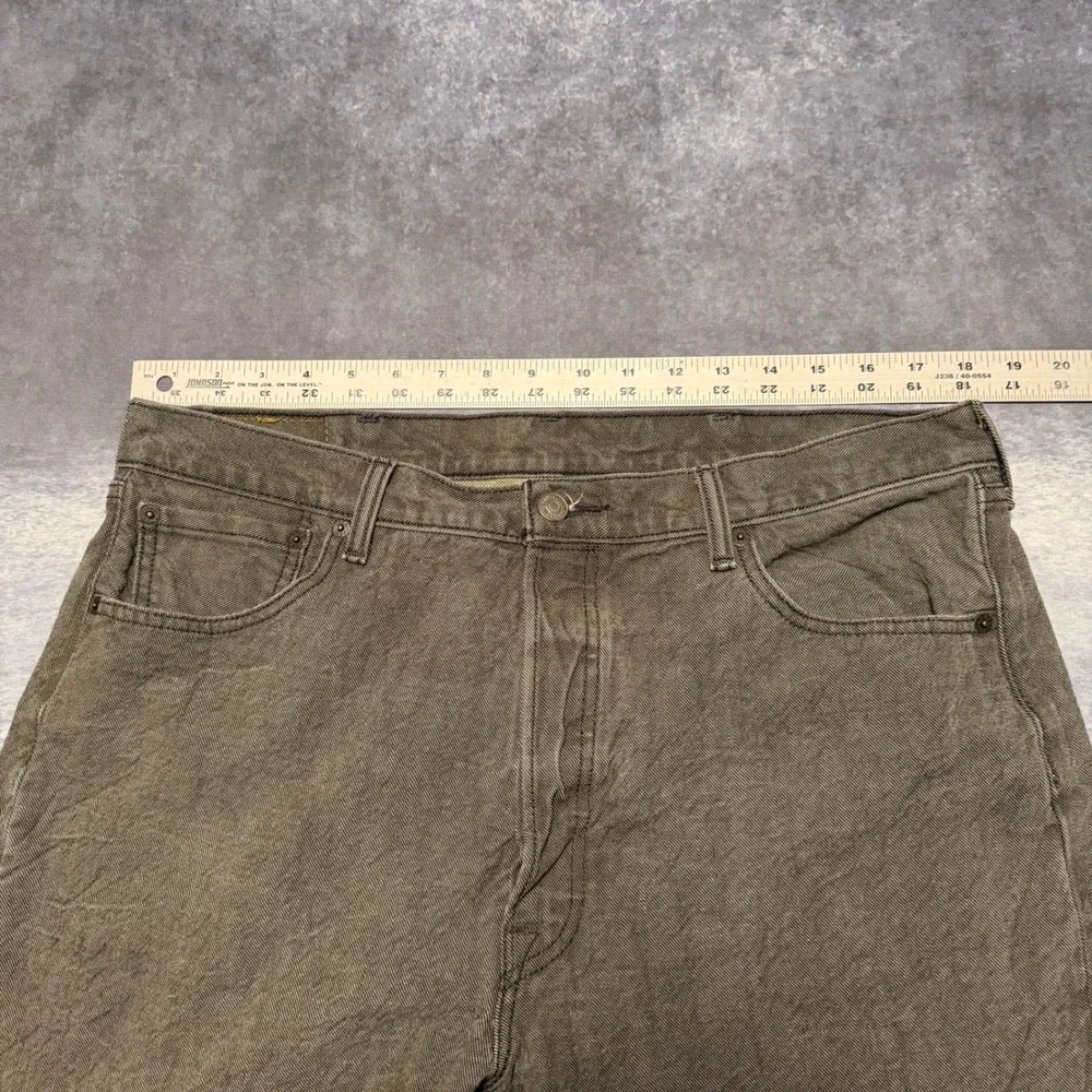 Levi's 501 Mens Jeans W38 L34 Button Fly Gray Green Wash Straight Leg‎